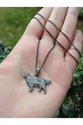 Siyah Kaplamalı Gümüş Köpek Kolye