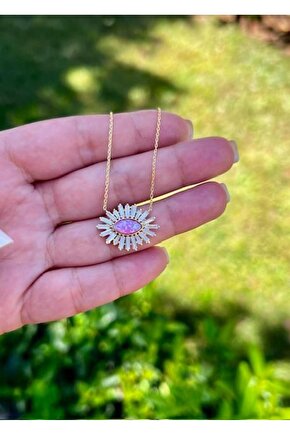 Pembe Opal Göz Kolye