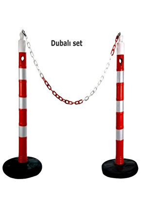 Kırmızı Beyaz Plastik Zincir, Duba Zinciri, Emniyet Zinciri 6 Mm 5 Metre