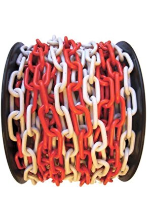 Plastik Zincir Kırmızı Beyaz Trafik Zinciri 8 Mm X 1 Metre