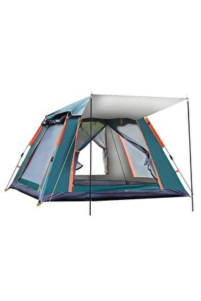 4 Kişilik Tenteli Otomatik Kamp Çadırı Yeşil 215x215x145