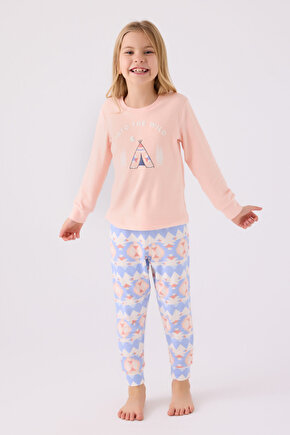 Kız Çocuk Pembe Uzun Kol Pijama Takım