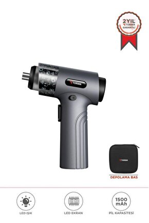 Şarjlı Tornavida Seti 30 Parça Type C Şarjlı Led Işıklı Mıknatıslı TTS01 Gri