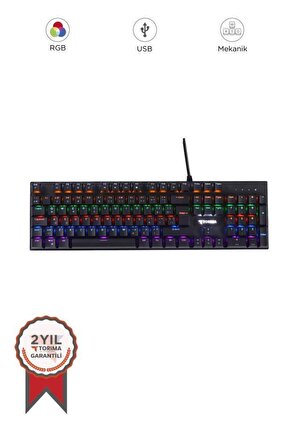 Oyuncu Klavyesi Rgb Işıklı Mekanik Blue Switch Kablolu Klavye TK05 Siyah