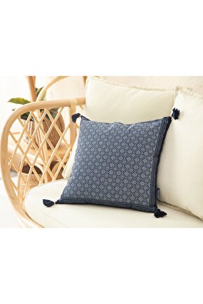 Branche Baskılı Dolgulu Kırlent 43x43 Cm Indigo