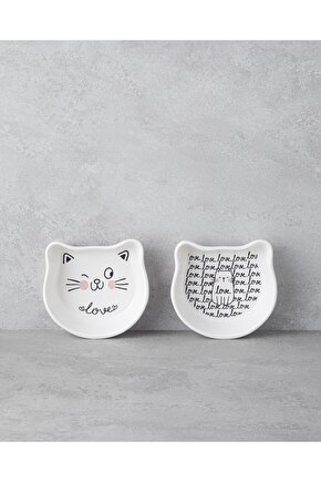 Mingle Cats Seramik 2li Kase 14 cm Beyaz