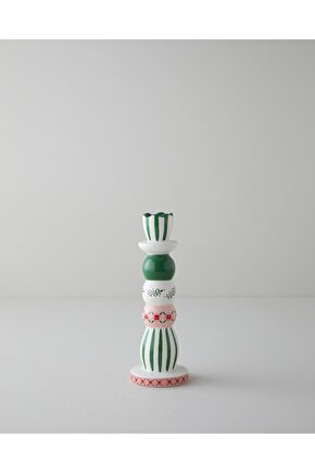 Christmas Şamdan 23 cm Beyaz - Yeşil (22.12.2025)