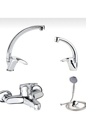 Mix 4 Lü Batarya Set Mutfak Banyo Lavabo Ve Duş Seti Garantili 5 Yıl