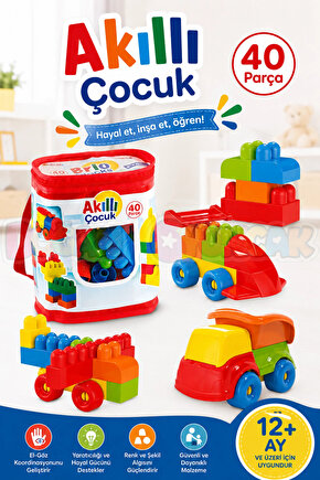 Akıllı Çocuk (40 Parça) - Büyük Parça Lego - Lego Setleri - Bloklar - Bebek Lego