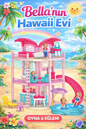 Bellanın Hawai Evi - Bella Oyuncak Ev - Bella Ev Seti - Bellanın Hawai Evi - Bella Havuzlu Hawai