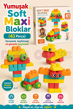 Yumuşak Soft Maxi Bloklar (41 Parça) - Soft Yumuşak Bloklar - Büyük Soft Lego Oyuncakları - Yumuşak