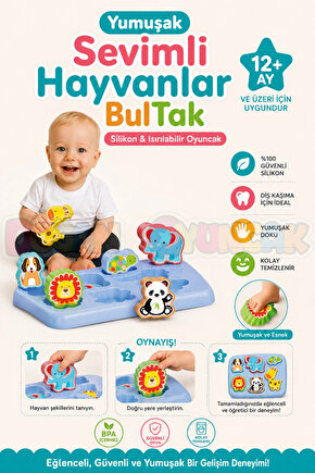 Yumuşak Sevimli Hayvanlar Bultak - Bebek Oyuncakları - Hayvan Yerleştirme Oyuncak - Yumuşak Lego - S