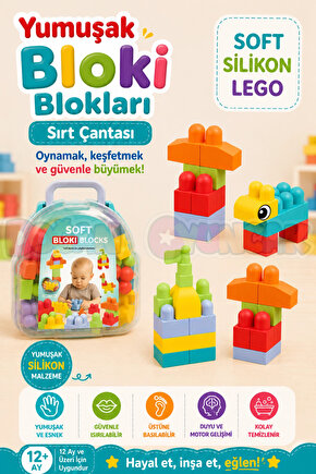 Yumuşak Bloki Blokları Sırt Çantası - Büyük Yumuşak Bloklar - Büyük Soft Lego Oyuncakları