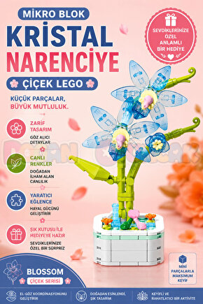 Mikro Blok Kristal Narenciye Çiçek Lego - Lego Setleri Mini Lego - Çiçek Lego - Blossom Çiçek Lego