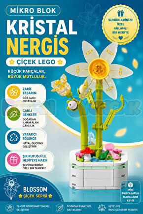 Mikro Blok Kristal Nergis Çiçek Lego - Lego Setleri Mini Lego - Çiçek Lego - Blossom Çiçek Lego