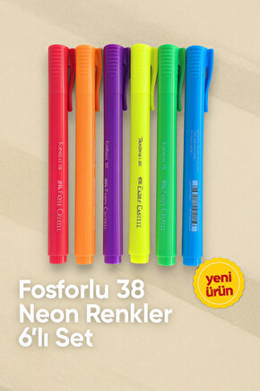 Pastel 38 Fosforlu Kalem 6lı Neon Renkler