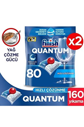 Quantum Hepsi Bir Arada Bulaşık Makinesi Deterjanı Kapsül Tablet 160 Adet (80 x 2li)