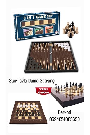Büyük Boy Ceviz Kaplama Ahşap Tavla Dama Satranç Takımı Seti 32 Pullu Satranç Taşlı