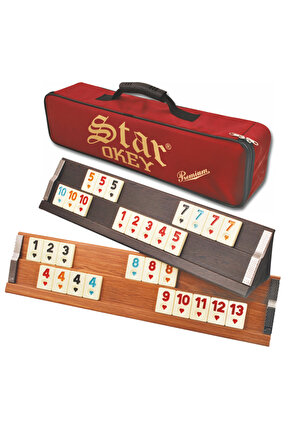 STAR PREMIUM AHŞAP OKEY TAKIMI - ÇANTALI - açık renk