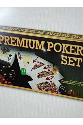 Premium Poker Seti(100 Adet Poker Çipi, 2 Adet Plastik Poker Destesi, 2 Adet Oyun Zarı)