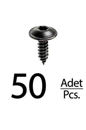 Renault Peugeot Citroen Skoda Fiat Seat için Torx (Tork) Vida Klips - 50 Adet