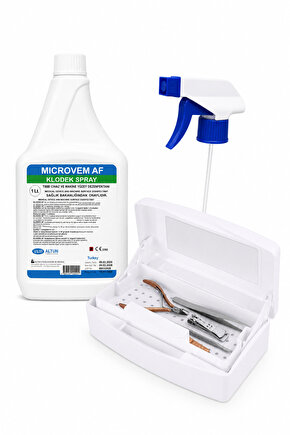 SPRAY DEZENFEKTAN SIVI 1 LT VE ÇİFT BÖLMELİ STERİLİZASYON KUTU SETİ