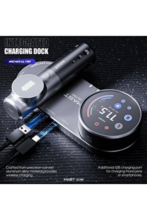 1 Set Gümüş Renkli Archer Ultra Kablosuz Power Supply Tattoo Cihazı