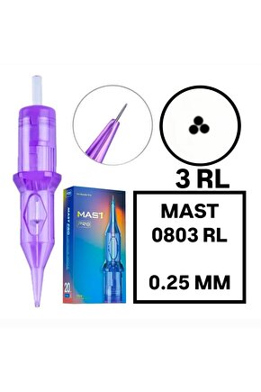 Pro Cartridges 1 Kutu - 0803RL -  0.25mm - Kartuş Dövme ve Kalıcı Makyaj İğnesi
