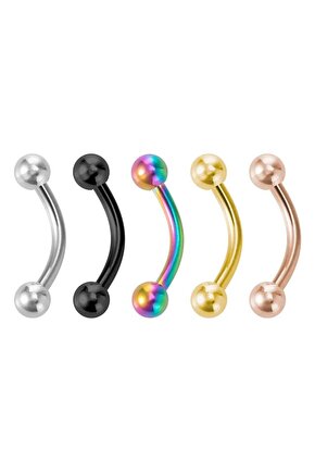 Top Uçlu Yay Tırnak Piercingi Nail Art Süsleme Piercing 5 Adet Karışık Renk
