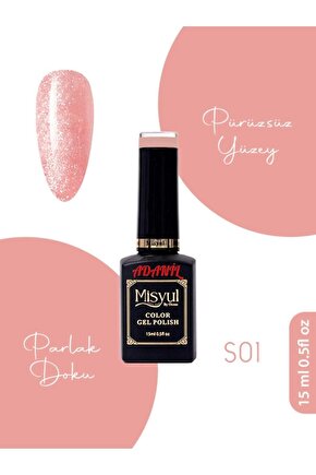 Misyul Simli Açık Pembe Kalıcı Oje S01