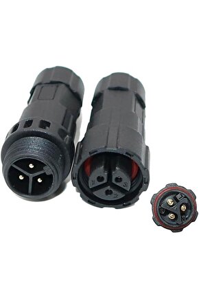 Su Geçirmez 3 Pin Konnektör IP67 Dişi-Erkek Takım 16 mm