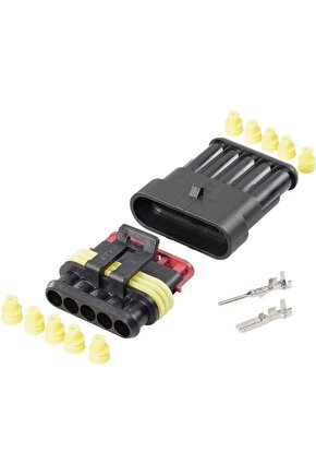 5 Pin Süperseal Su Geçirmez Araç Konnektörü Dişi-Erkek 15 mm