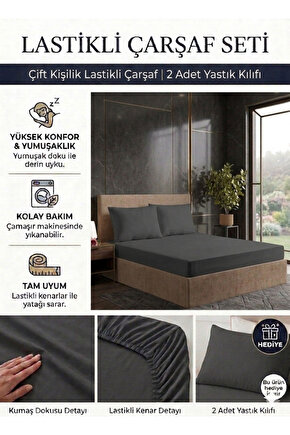 160x200cm Çift Kişilik Pamuklu Lastikli Çarşaf ( Yastık Kılıfı 50x70cm HEDİYELİ )