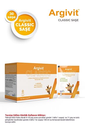 Classic 30lu Şase, L-Arjinin, Multivitamin ve Multimineral İçeren Takviye Edici Gıda