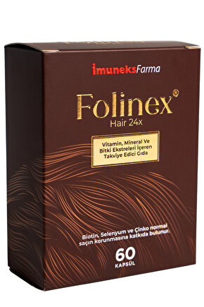 Folinex Hair 24x Vitamin, Mineral ve Bitki Ekstreleri İçeren Takviye Edici Gıda 60 Kapsül ( Eczane Satışı )