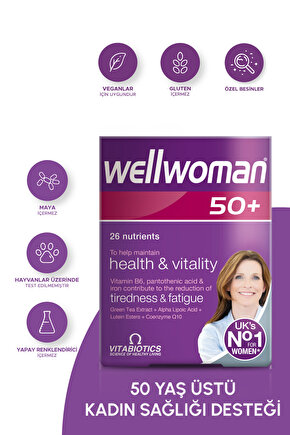 Demir,Biotin,Çinko,B Complex, D Vitamini İçeren 50 Yaş Üzeri Kadın Sağlığı Vitamini 30 Tablet