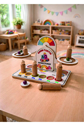 Benim Tartım Ağırlık Ölçme ve Denge Oyunu Montessori Ahşap