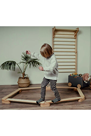 Montessori ahşap denge kirişi denge ve koordinasyon tahtası 6lı