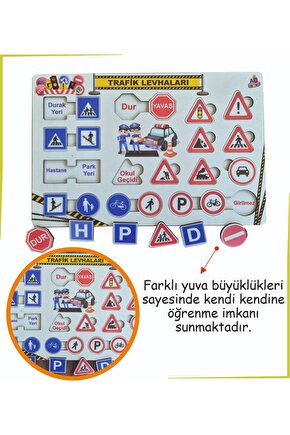 Ahşap Trafik Levha ve İşaretleri Açıklamalı Bultak Yapboz