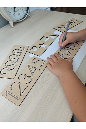 Sayı Ve Şekil Ahşap Çizgi Çalışması