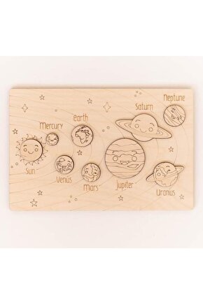 Ahşap Yapboz Güneş Sistemi Puzzle 30 Cm * 22 Cm