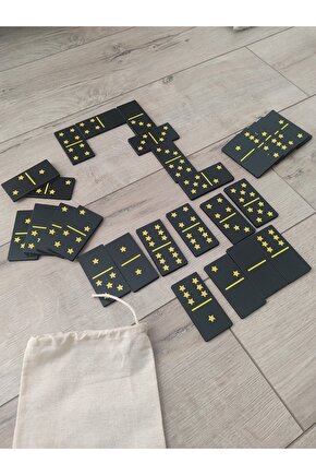 Ahşap Yıldızlı Domino Büyük Boy 8 Cm * 4 Cm