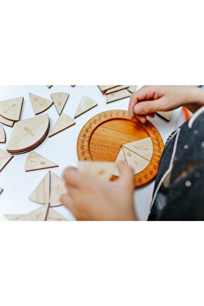 Doğal Ahşap Kesir Öğrenme Seti Matematik Oyunu