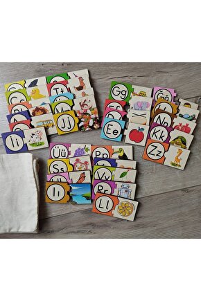 Montessori Renkli Alfabe Eşleştirmeli Puzzle 9 Cm * 4,5 Cm