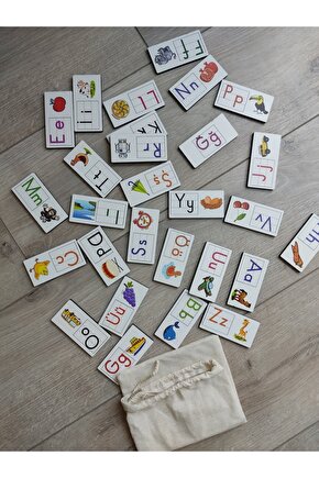 Renkli Resimli Alfabe Domino Puzzle