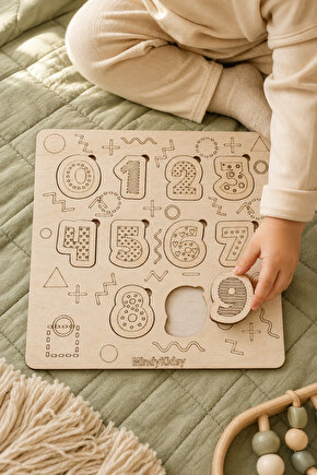 Ahşap Sayı Eşleştirme Yapbozu | Montessori Eğitici Puzzle
