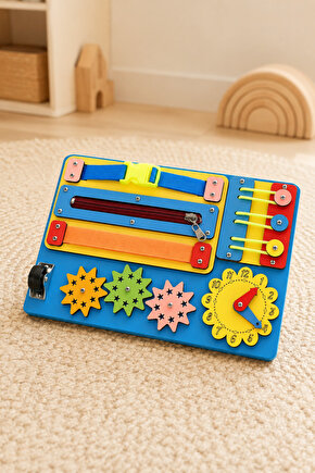 Montessori Aktivite ve Öğrenme Panosu Eğitici 30x20 Geliştirici Ahşap Oyuncak Tahtası
