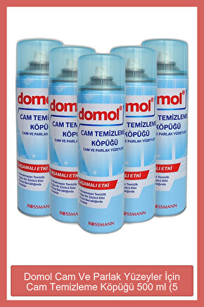 Cam Temizleme Köpüğü Cam ve Parlak Yüzeyler 500 ml (5 Adet)