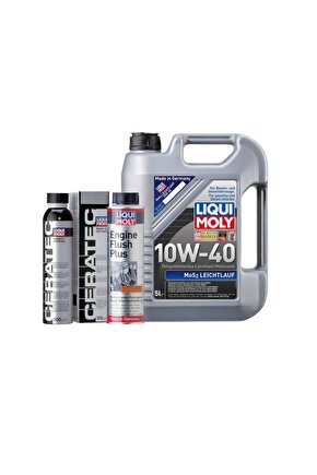 10W40 Motor Yağı MoS2li 5 LT,Seramik Motor Koruyucu,Motor Temizleyici Engine Flush Set