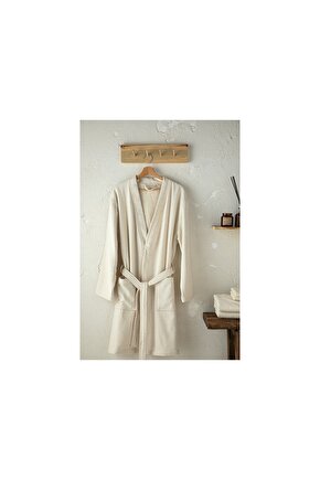 Natural Pamuk & Keten Kimono Bornoz S-m Bej